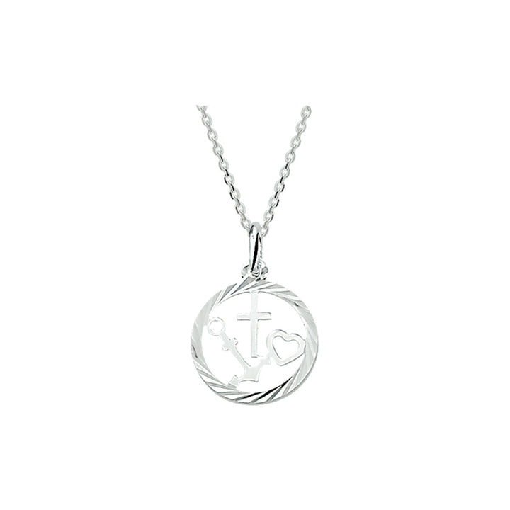necklace faith, hope and love 41 + 4 cm silver white