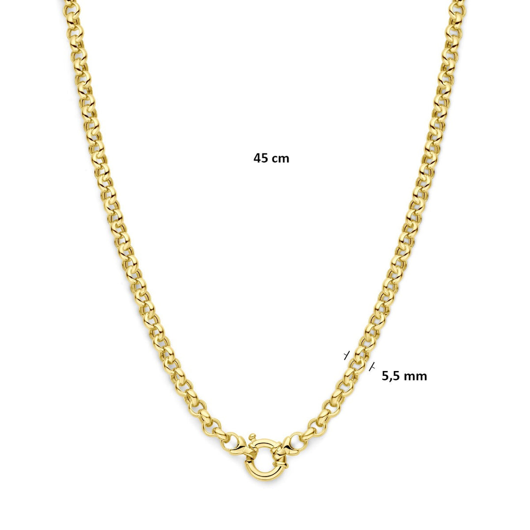 necklace jasseron 5.5 mm 45 cm with large spring clasp 14K yellow gold