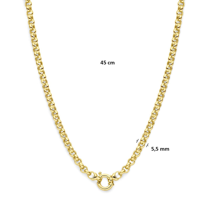 necklace jasseron 5.5 mm 45 cm with large spring clasp 14K yellow gold