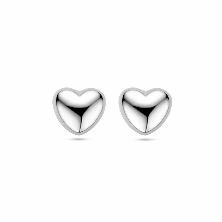 ear studs heart silver rhodium plated