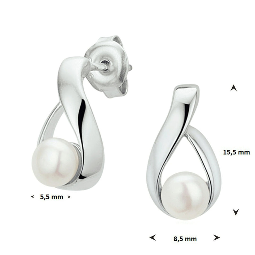 ear studs pearl silver rhodium plated