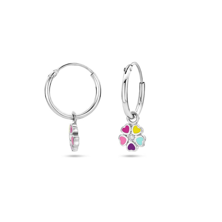 earrings flower zirconia silver rhodium plated