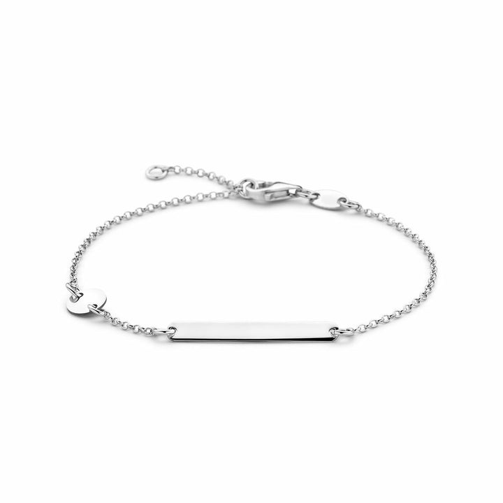 engraving bracelet circle and plate 3.5 mm 16 - 18 cm silver rhodium plated