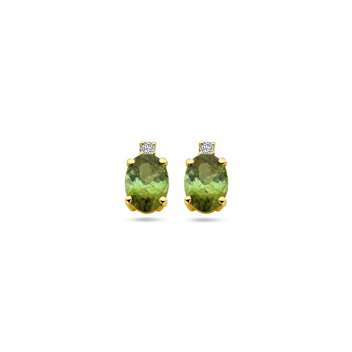 ear studs tourmaline and diamond 0.04ct (2x 0.02ct) h si 14K yellow gold