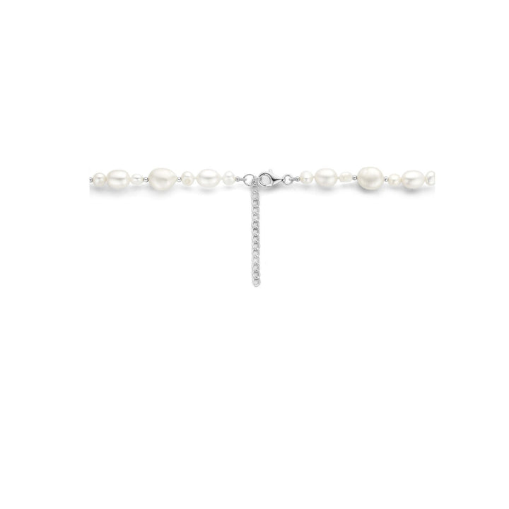necklace pearls 43 + 4 cm silver rhodium plated