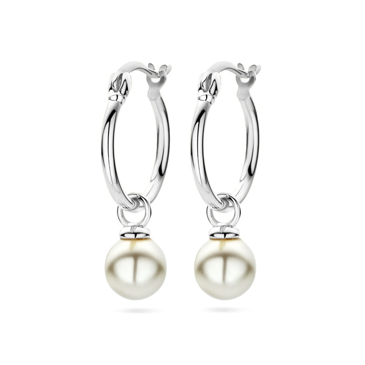 earrings synth. pearl silver rhodium plated