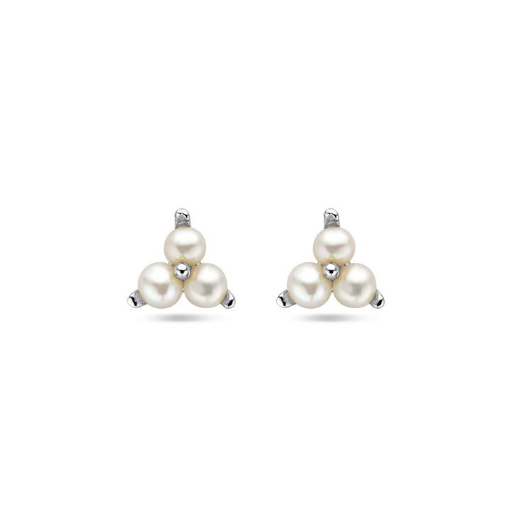 ear studs pearl silver rhodium plated