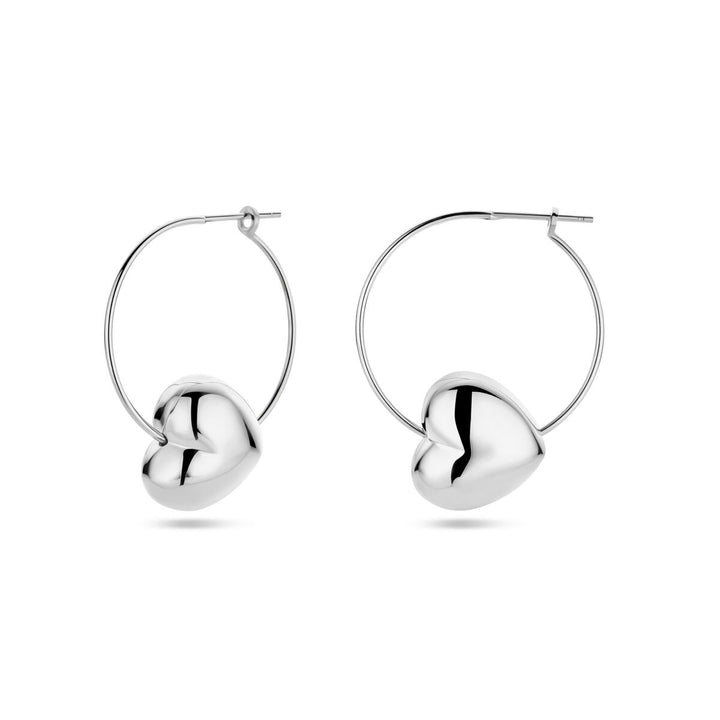 Zilveren dames oorringen met hart – gerhodineerd 30 mm