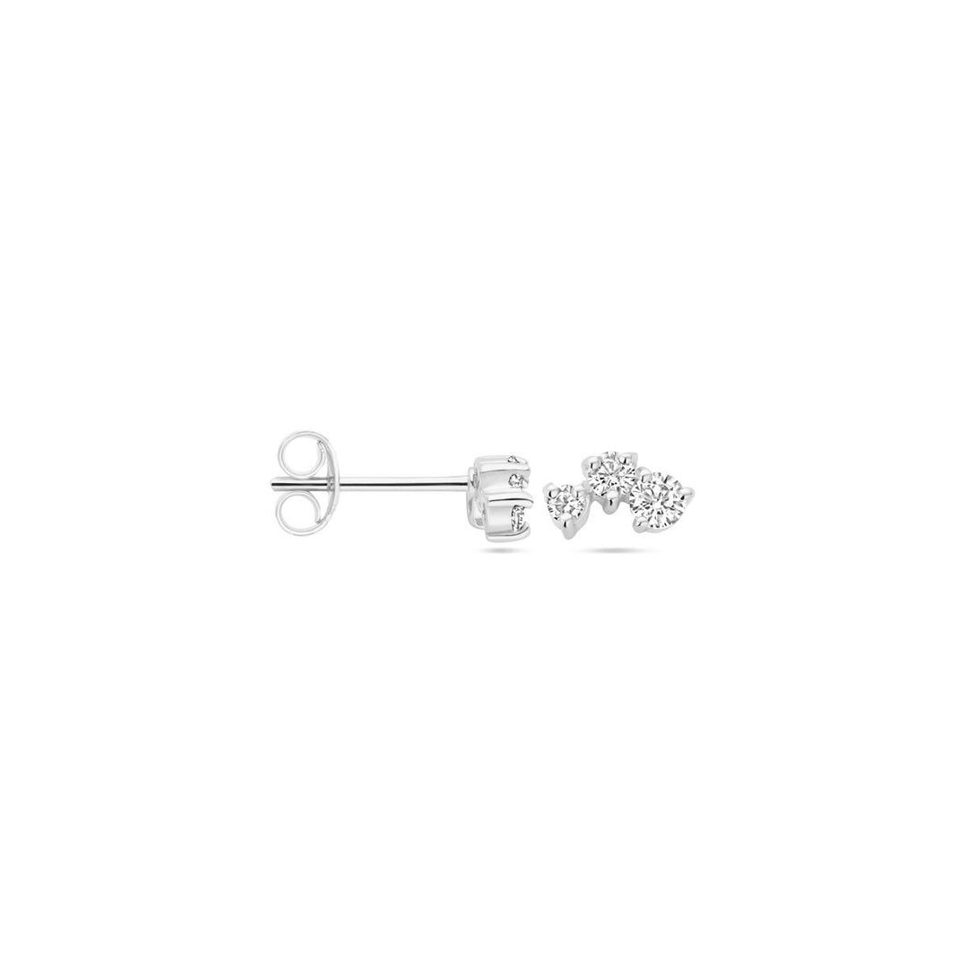 ear studs zirconia silver rhodium plated