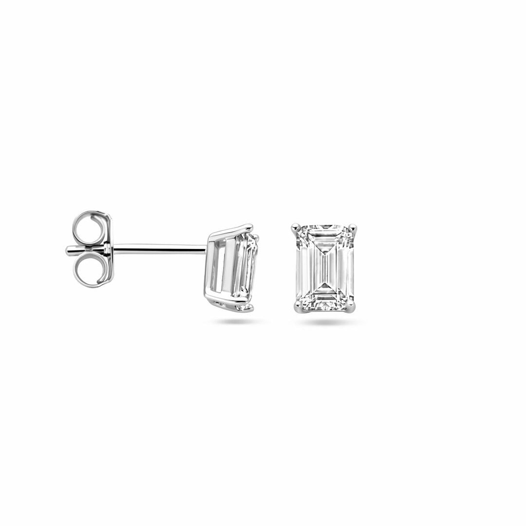 ear studs zirconia silver rhodium plated