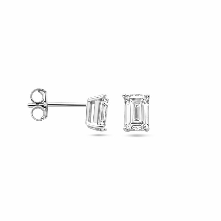 ear studs zirconia silver rhodium plated