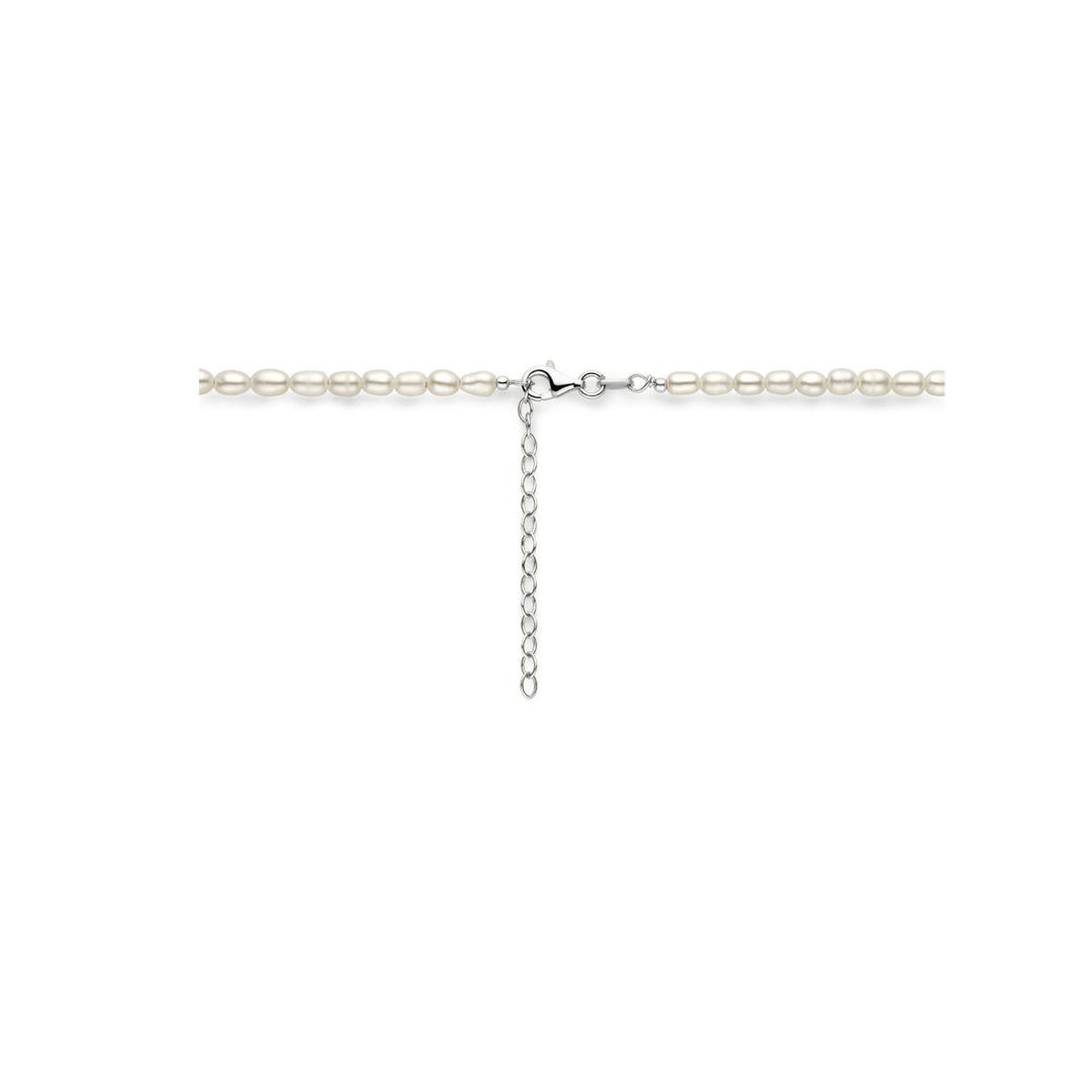 necklace pearl 3.8 mm 40 + 5 cm silver rhodium plated