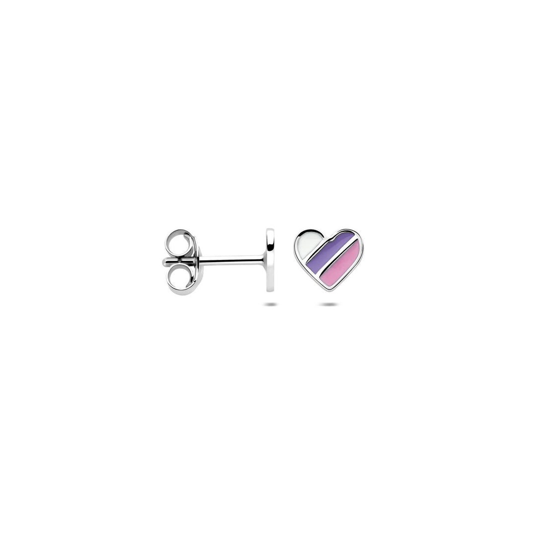 Zilveren kinder oorknoppen – hartjes met emaille 5.5 mm