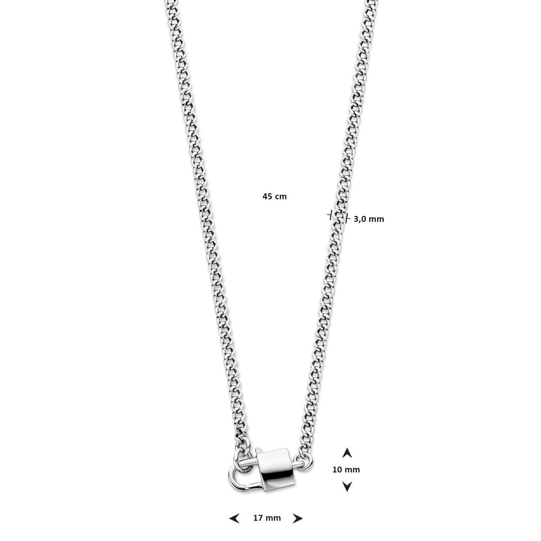 necklace clasp 3.0 mm 45 cm silver rhodium plated