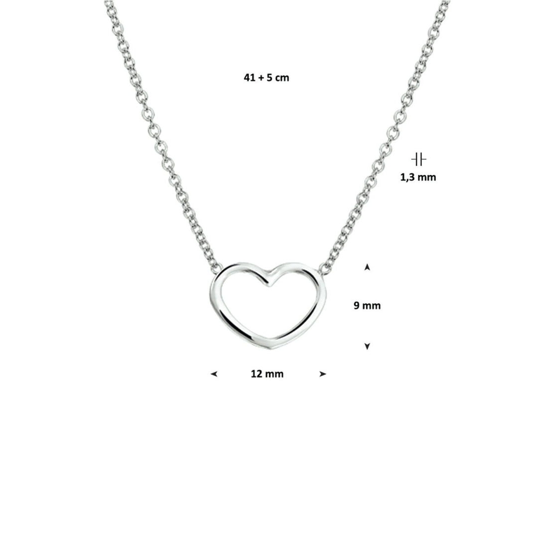 necklace heart 41 + 5 cm silver rhodium plated