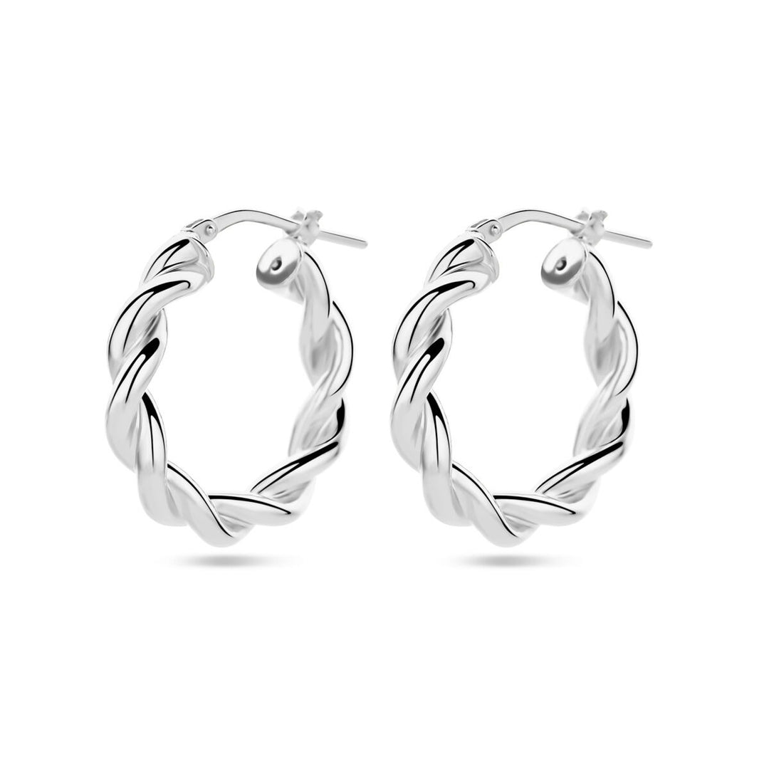 earrings twisted tube silver rhodium plated
