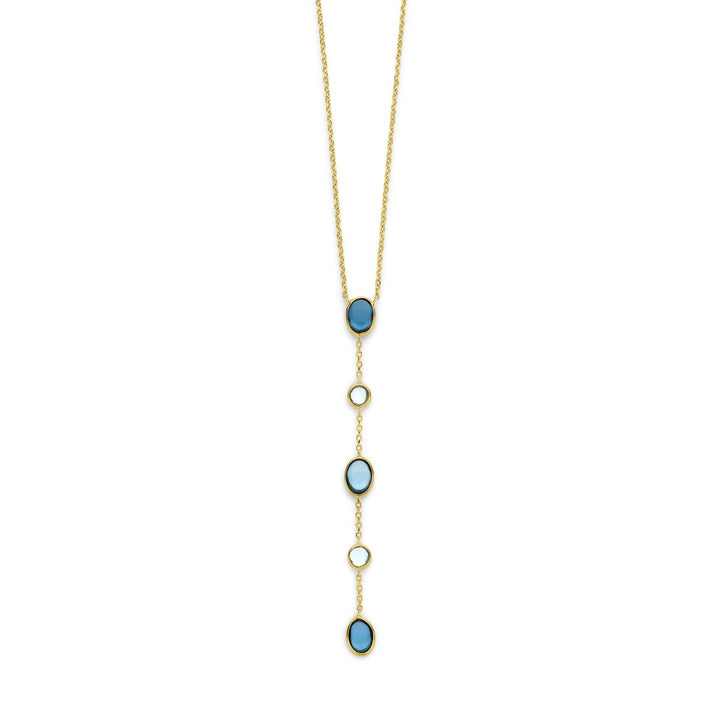 necklace london blue and blue topaz 45 - 47 cm 14K yellow gold