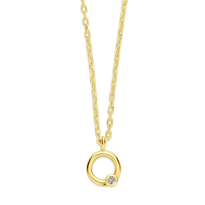 necklace circle and diamond 0.01ct h si 43 - 45 cm 14K yellow gold