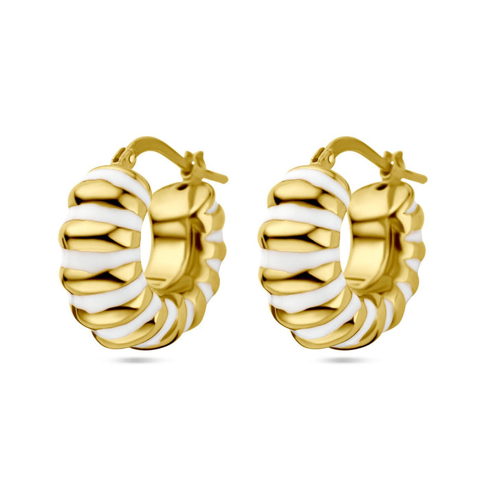 earrings white enamel 1 micron silver gold plated (yellow)
