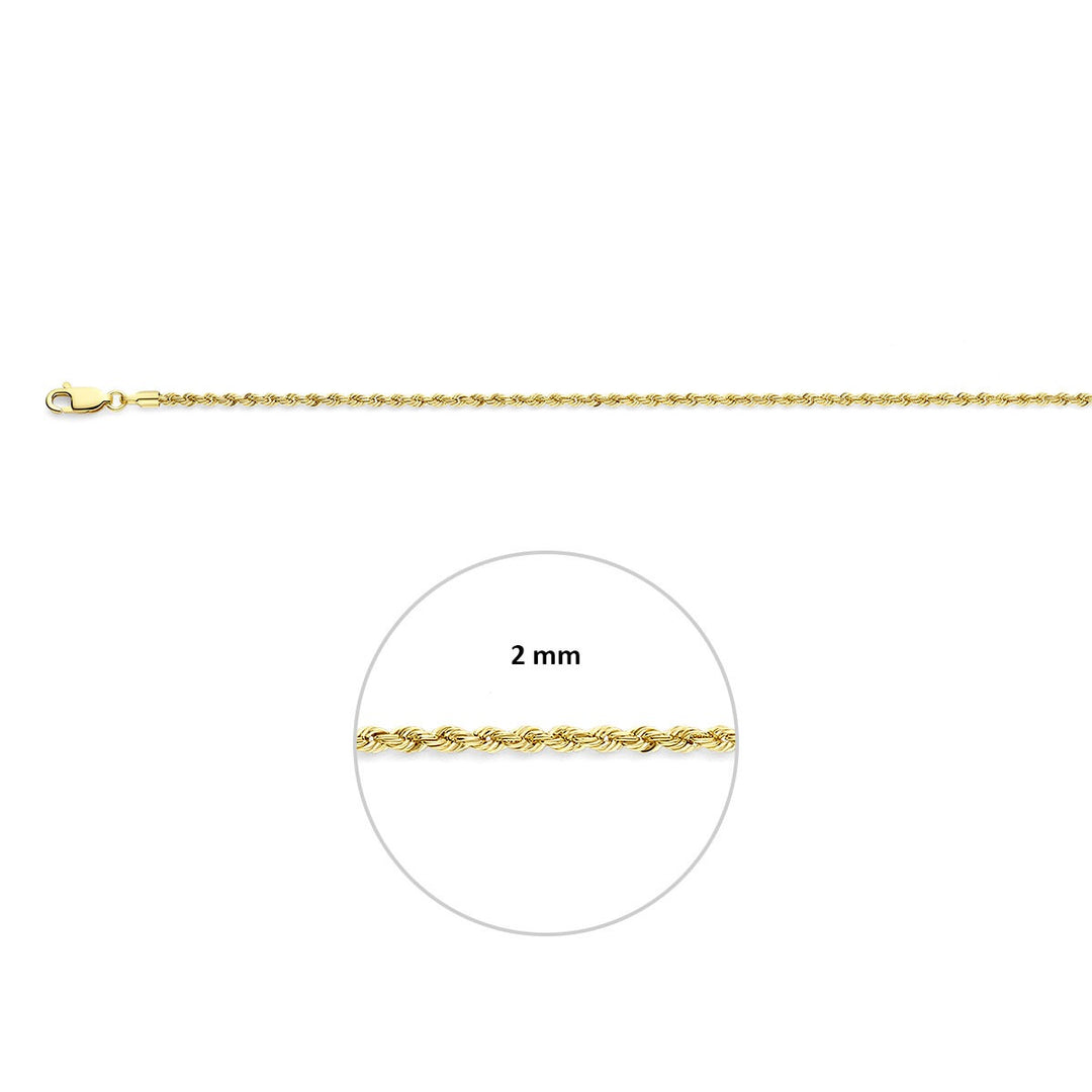 anklet cord 2.0 mm 26 - 28 cm 14K yellow gold