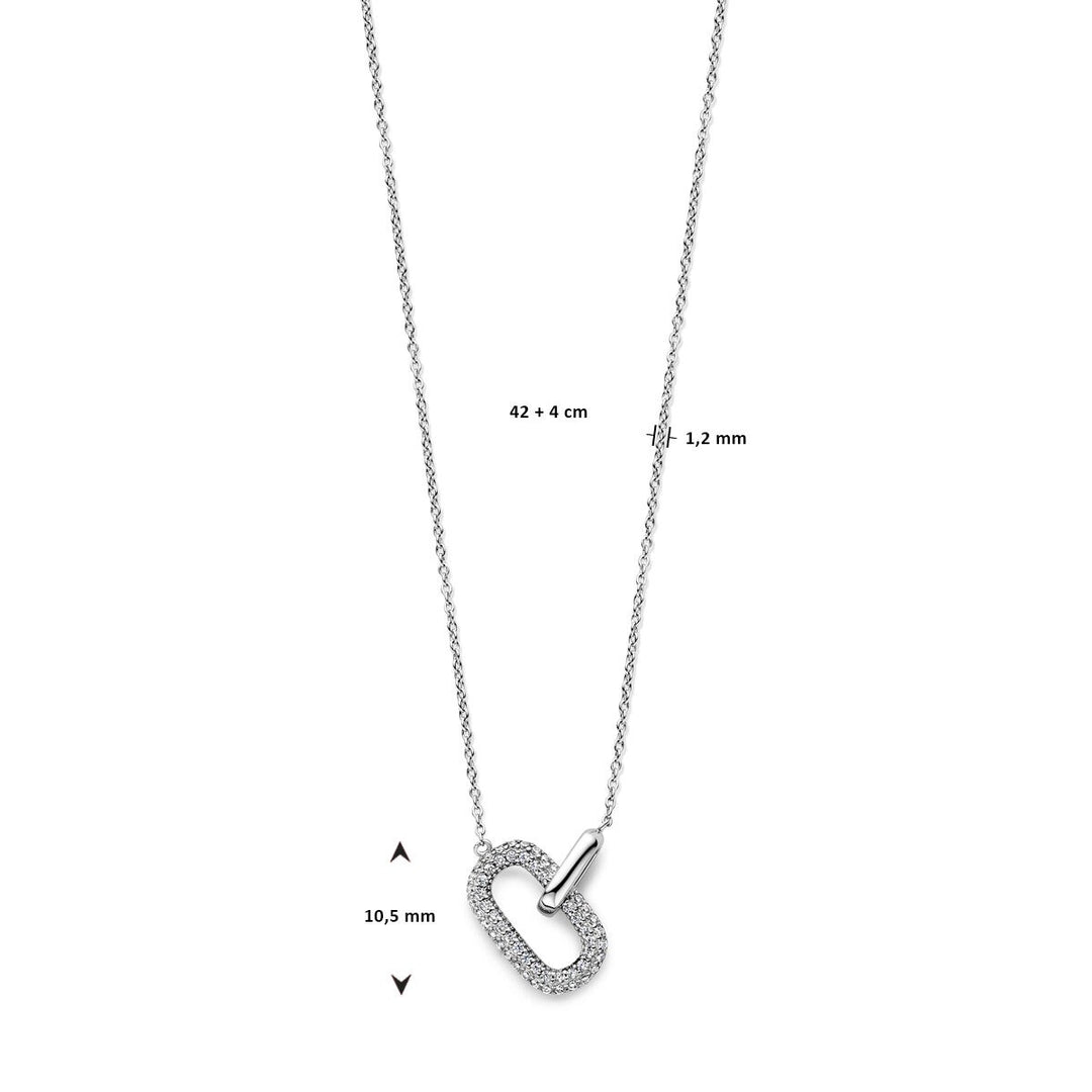 zirconia necklace 1.2 mm 42 + 4 cm silver rhodium plated