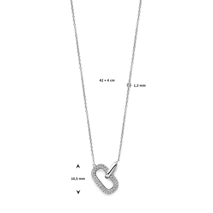 zirconia necklace 1.2 mm 42 + 4 cm silver rhodium plated