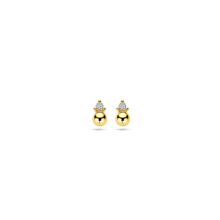 ear studs ball diamond 0.02ct (2x 0.01ct) h p1 14K yellow gold