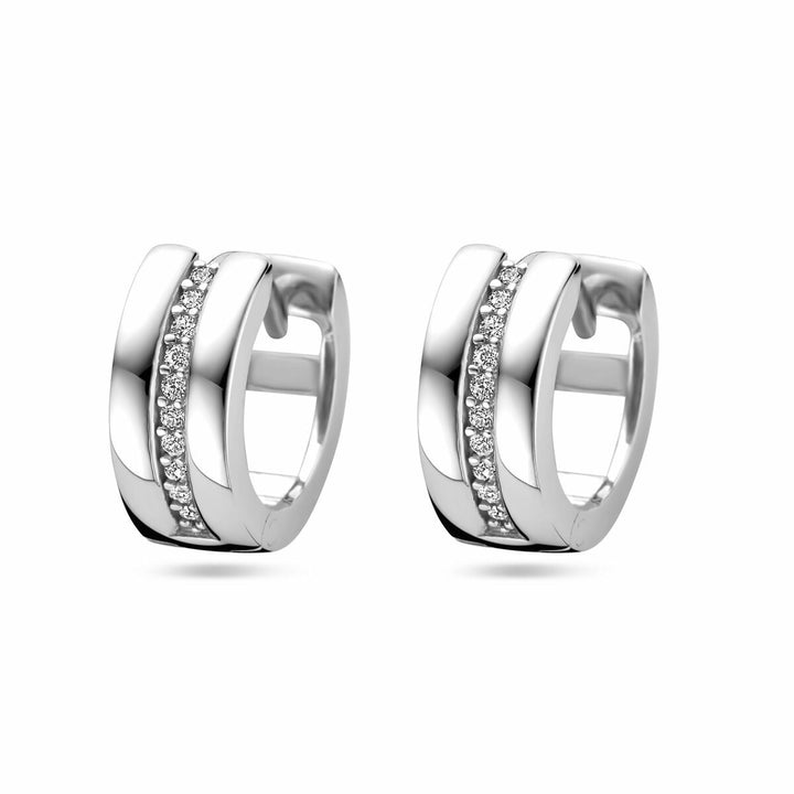 Zilveren klapoorringen met zirkonia – gerhodineerd 925 zilver