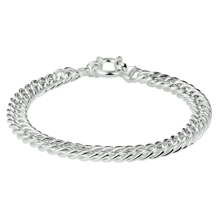 bracelet gourmette 7.4 mm 19 cm with large spring clasp silver white