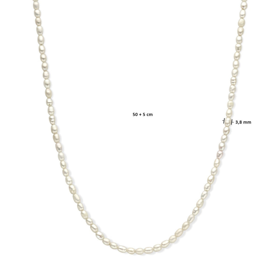 necklace pearl 3.8 mm 50 + 5 cm silver gold plated (yellow)