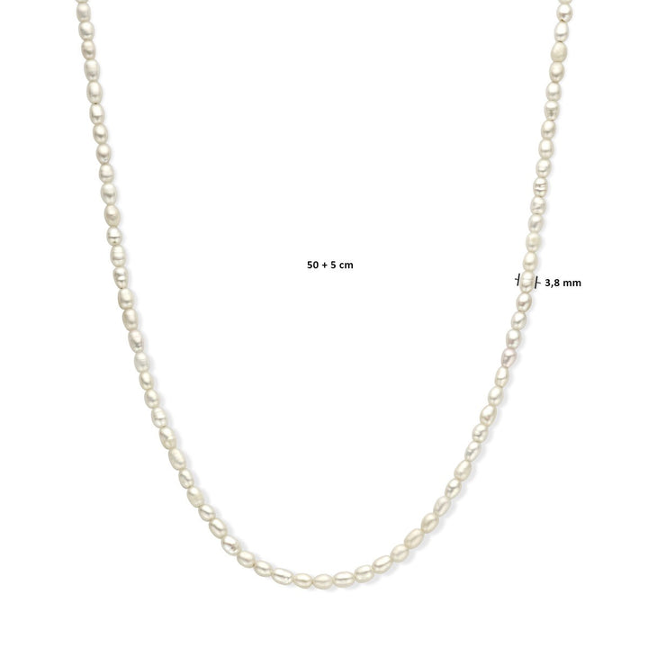 necklace pearl 3.8 mm 50 + 5 cm silver gold plated (yellow)