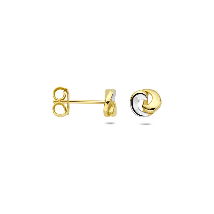 ear studs bicolor stamped 14K yellow gold