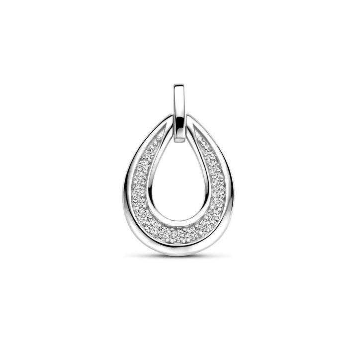 Gerhodineerd zilveren hanger met zirkonia in entourage zetting