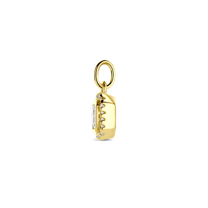 14k geelgouden hanger met emerald geslepen diamant