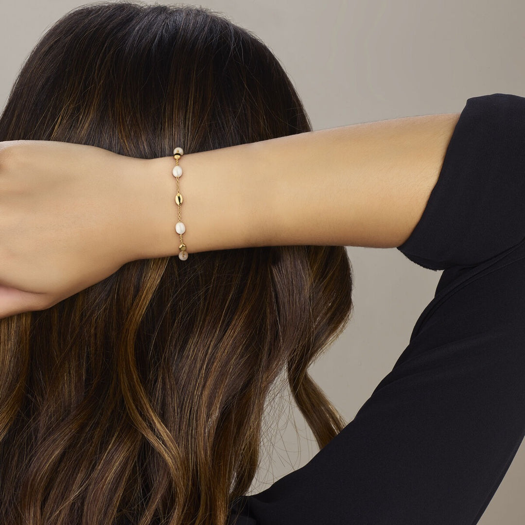 14k geelgouden armband met parels