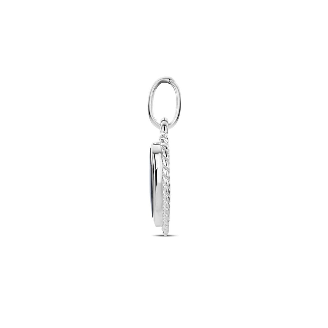 pendant heart onyx silver rhodium plated