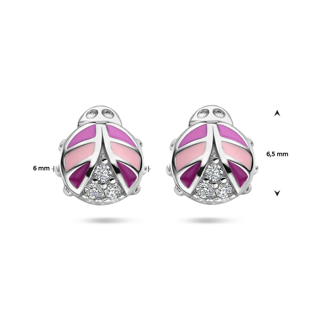 ear studs ladybug zirconia silver rhodium plated