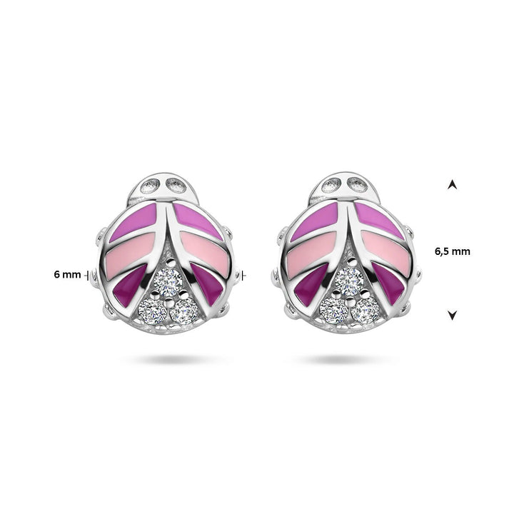 ear studs ladybug zirconia silver rhodium plated