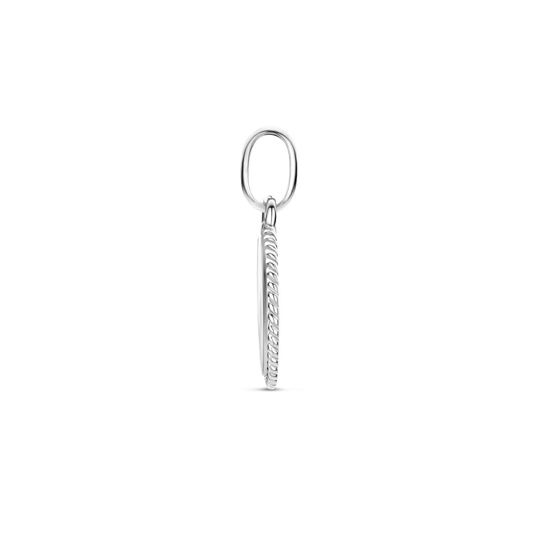 engraving pendant round silver rhodium plated