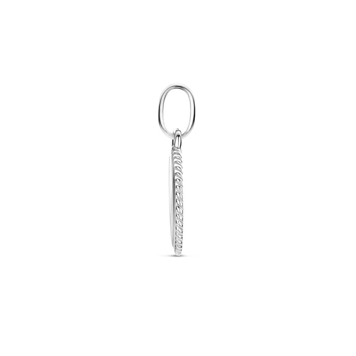 engraving pendant round silver rhodium plated