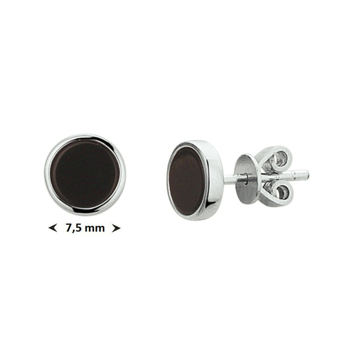 ear studs onyx silver rhodium plated