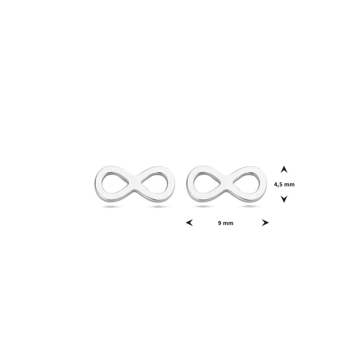 Zilveren oorknoppen met infinity teken – gerhodineerd