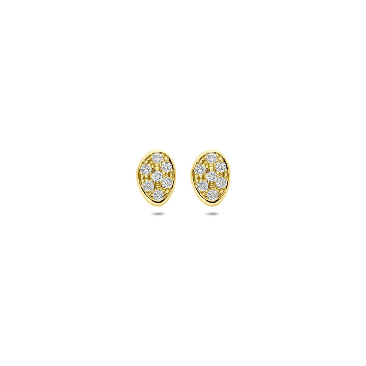 14k geelgouden oorknoppen met pavé gezette diamant