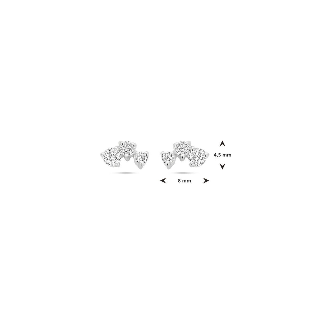 ear studs zirconia silver rhodium plated