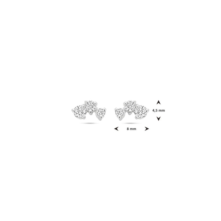 ear studs zirconia silver rhodium plated