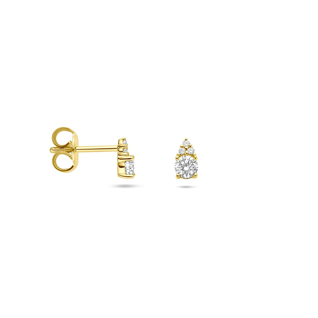 Gouden oorknoppen met diamant – 14k geelgoud, 0.28 ct briljant geslepen