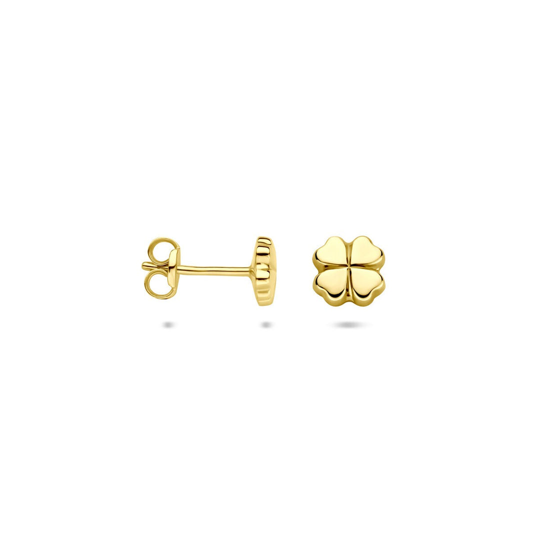 14k Geelgouden oorknoppen in klavervorm 5.5mm