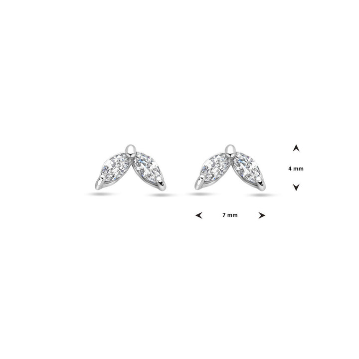 ear studs zirconia silver rhodium plated