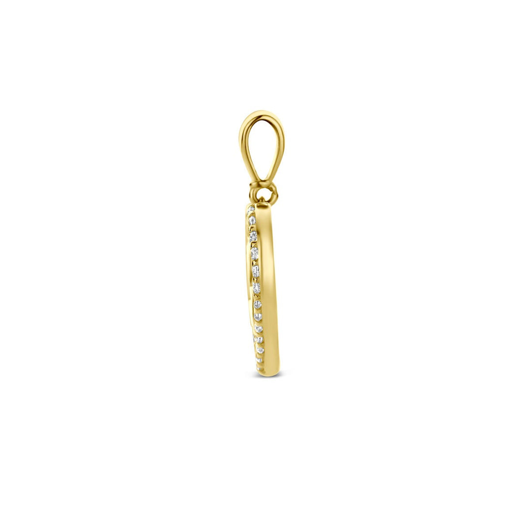 9k Geelgouden Ketting met Hanger Dubbel Hart Zirkonia
