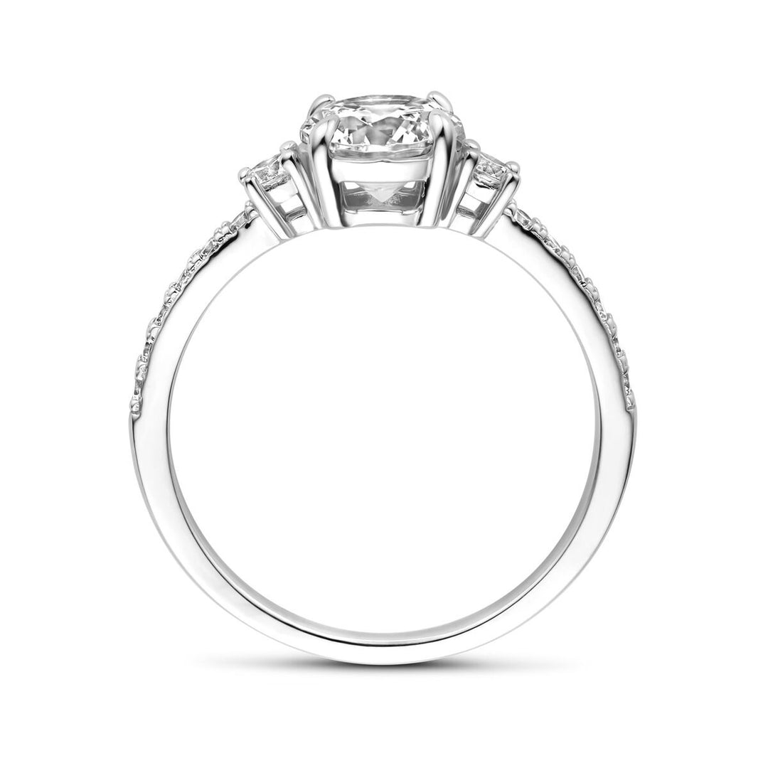 Zilveren ring met briljant zirkonia – gerhodineerd 925 zilver, 6,5 mm breed